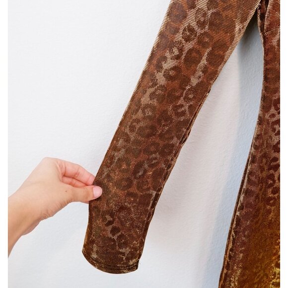Cosmopolitan Dress the Population Alex Gold Metallic Animal Print Party Dress, L - Picture 4 of 12